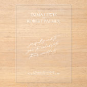 Eenvoudige minimalistische kalligrafie bruiloft acryl uitnodigingen (Voorkant)