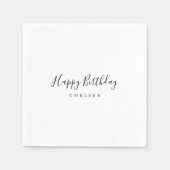 Eenvoudige minimalistische kalligrafie Happy Birth Servet (Voorkant)