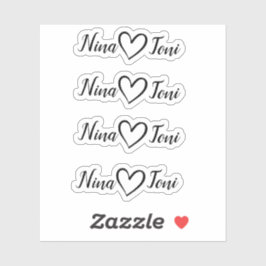 Eenvoudige minimalistische kalligrafie hart twee n sticker