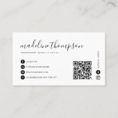 Eenvoudige minimalistische kalligrafie QR-code Visitekaartje (Achterkant)