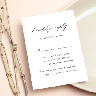 Eenvoudige minimalistische kalligrafiescript - keu RSVP kaartje