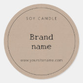 Eenvoudige Minimalistische Kartonnen Kraft Kaarsve Ronde Sticker (Voorkant)