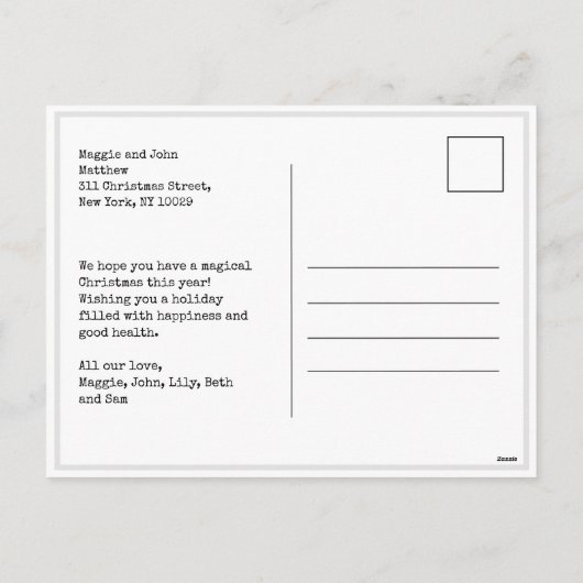 Eenvoudige minimalistische kerst familie foto coll feestdagenkaart (Achterkant)