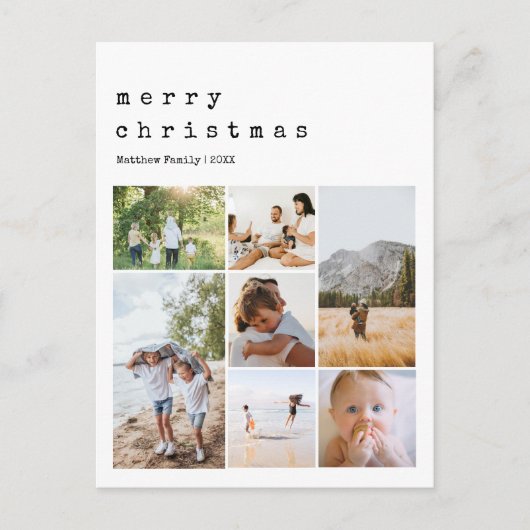 Eenvoudige minimalistische kerst familie foto coll feestdagenkaart (Voorkant)