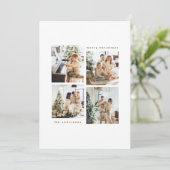 Eenvoudige minimalistische kerst vier foto typogra feestdagenkaart (Staand voorkant)