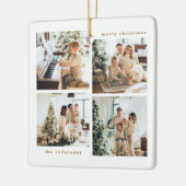 Eenvoudige minimalistische kerst vier foto typogra keramisch ornament (Links)