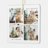 Eenvoudige minimalistische kerst vier foto typogra keramisch ornament (Links)