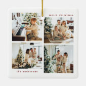 Eenvoudige minimalistische kerst vier foto typogra keramisch ornament (Achterkant)