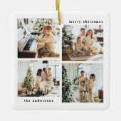 Eenvoudige minimalistische kerst vier foto typogra keramisch ornament (Voorkant)