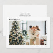 Eenvoudige minimalistische kerstfoto feestdagenkaart (Voorkant / Achterkant)