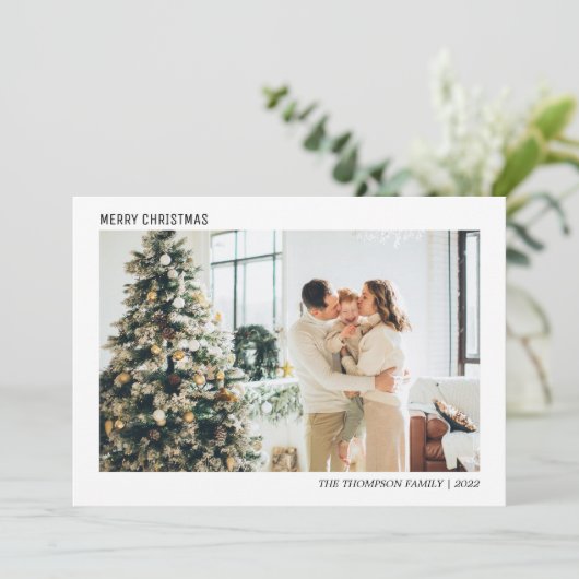 Eenvoudige minimalistische kerstfoto feestdagenkaart (Staand voorkant)