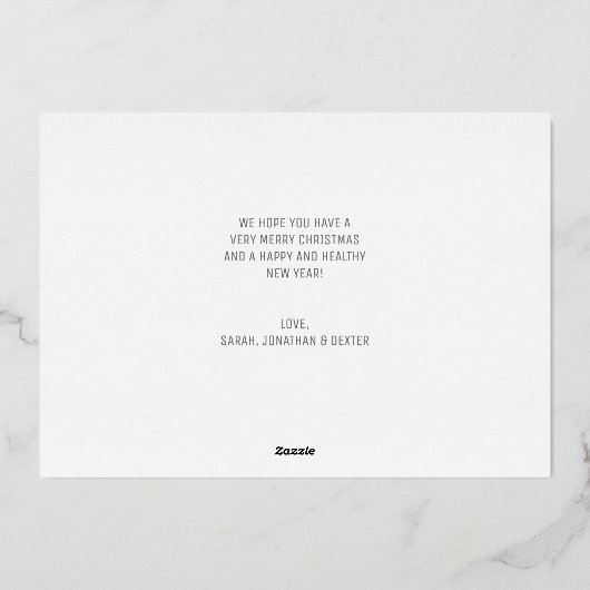 Eenvoudige minimalistische kerstfoto folie feestdagenkaart (Achterkant)