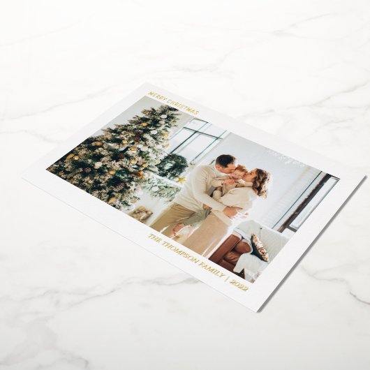 Eenvoudige minimalistische kerstfoto folie feestdagenkaart (Gedraaid)