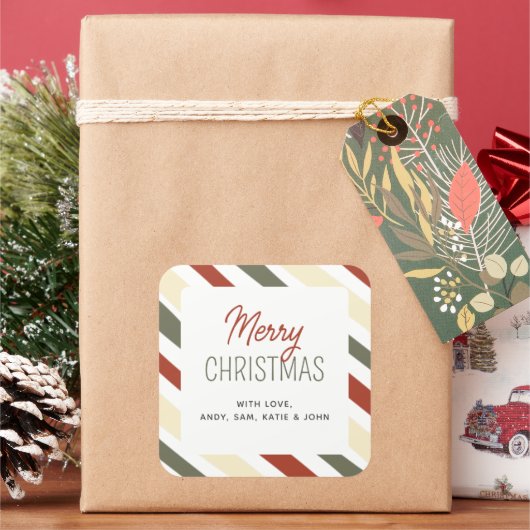 Eenvoudige minimalistische kerstnaam vierkante sticker (Feestdagen)