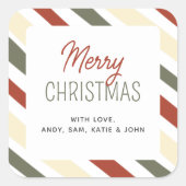 Eenvoudige minimalistische kerstnaam vierkante sticker (Voorkant)