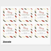 Eenvoudige minimalistische kerstnaam vierkante sticker (Vel)