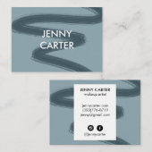 Eenvoudige minimalistische Kool Blue Squiggle Brus Visitekaartje (Voorkant / Achterkant)