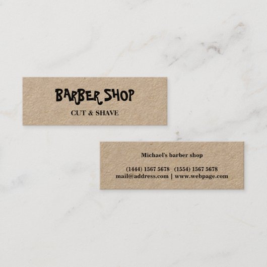 Eenvoudige minimalistische Kraft kapperszaak Mini Visitekaartje (Voorkant / Achterkant)