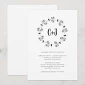 Eenvoudige minimalistische krans rustieke monogram kaart (Voorkant / Achterkant)