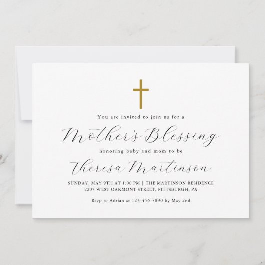 Eenvoudige minimalistische kruis moeder zegen kaart (Voorkant)