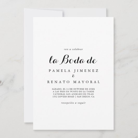 Eenvoudige minimalistische La Boda de Kaart (Voorkant)