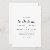 Eenvoudige minimalistische La Boda de Kaart (Voorkant / Achterkant)