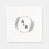 Eenvoudige minimalistische Leaf paar Initialen bru Servet (Voorkant)