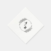 Eenvoudige minimalistische Leaf paar Initialen bru Servet (Hoek)