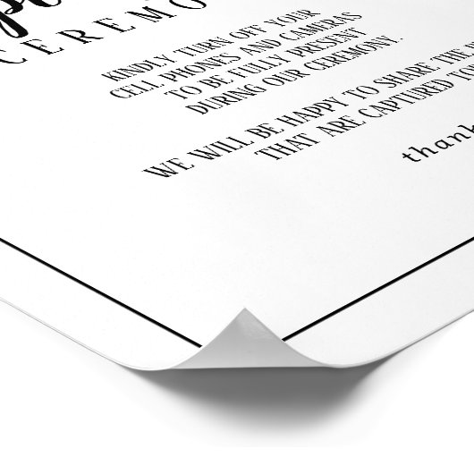 Eenvoudige minimalistische Lijst bruiloft unplugge Poster (Hoek)