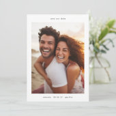 Eenvoudige minimalistische lijst trouwfoto save the date (Staand voorkant)