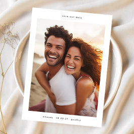 Eenvoudige minimalistische lijst trouwfoto save the date