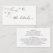 Eenvoudige minimalistische line Floral Wedding Det Informatiekaartje (Voorkant / Achterkant)