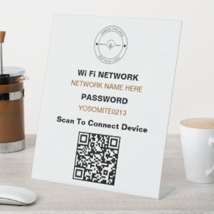 Eenvoudige minimalistische Logo QR-code Wifi Detai Reclamebord Met Voetstuk