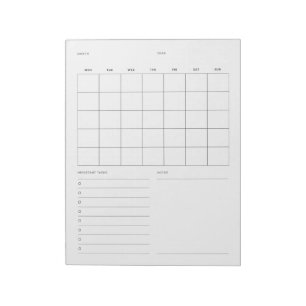 Eenvoudige minimalistische maandelijkse planner en notitieblok