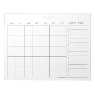 Eenvoudige minimalistische maandelijkse planner en notitieblok