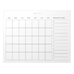Eenvoudige minimalistische maandelijkse planner en notitieblok