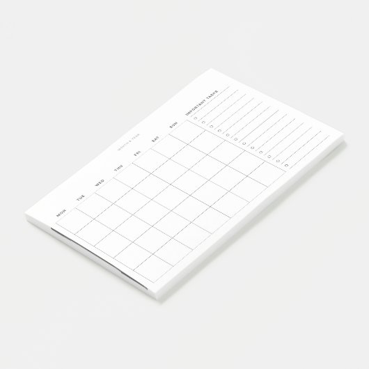 Eenvoudige minimalistische maandelijkse planner en post-it® notes (Schuin)