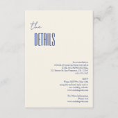 Eenvoudige minimalistische marine blauw bruiloft d informatiekaartje (Voorkant)