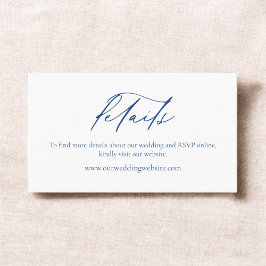 Eenvoudige minimalistische marine blauw bruiloft d visitekaartje
