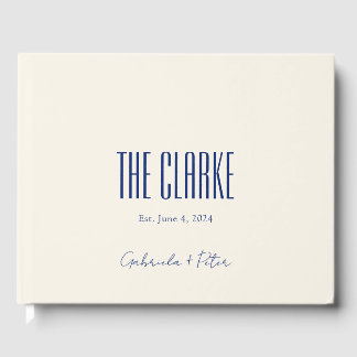 Eenvoudige minimalistische marine blauw moderne br gastenboek