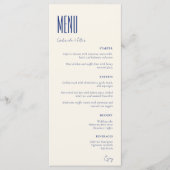 Eenvoudige minimalistische marine blauw moderne br menu (Voorkant)