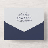 Eenvoudige minimalistische marine blauwe bohemian  all in one uitnodiging (Achterkant)