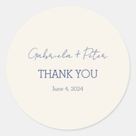 Eenvoudige minimalistische marine blauwe bruiloft  ronde sticker