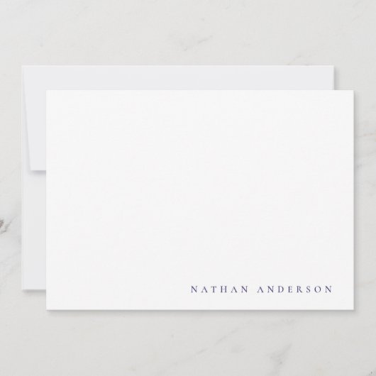 Eenvoudige minimalistische marine blauwe correspon notitiekaartje (Voorkant)