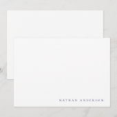 Eenvoudige minimalistische marine blauwe correspon notitiekaartje (Voorkant / Achterkant)