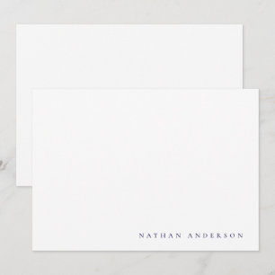 Eenvoudige minimalistische marine blauwe correspon notitiekaartje