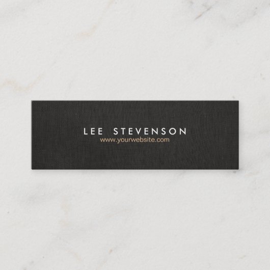 Eenvoudige minimalistische massief zwart linnen lo mini visitekaartje (Voorkant)