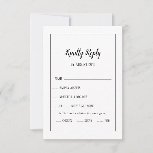 Eenvoudige minimalistische menu keuze Lijst RSVP-k (Voorkant)