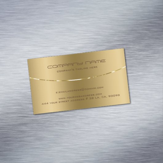 Eenvoudige minimalistische metallic gouden achterg magnetisch visitekaartje (Voorbeeld)