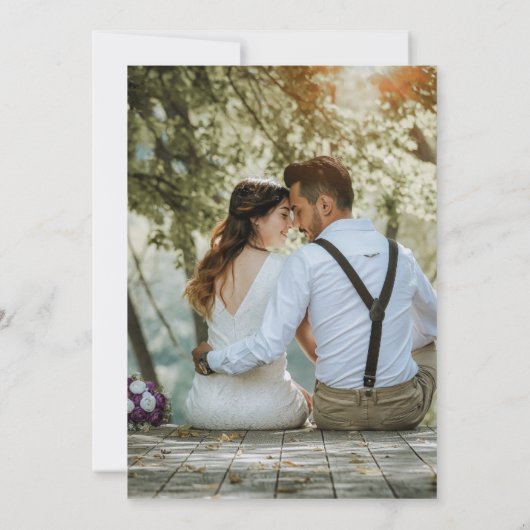 Eenvoudige minimalistische Mid Century Modern Wedd Kaart (Achterkant)